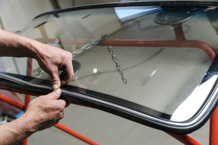 Repair and replacement of the windshield of the car.